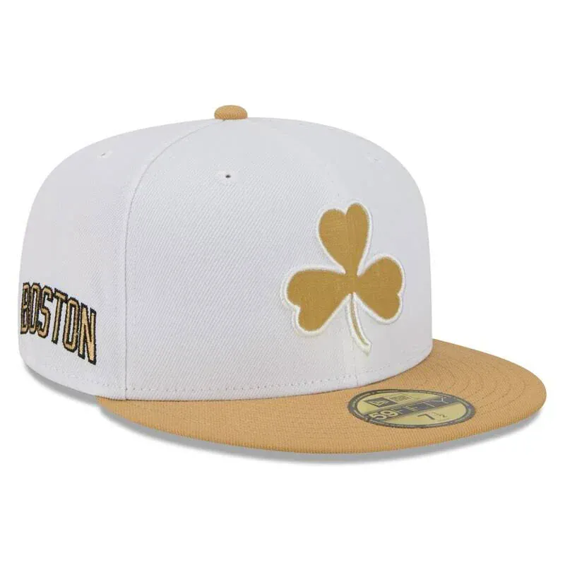 Boston Celtics New Era 2025/26 White/ Gold City Edition 59FIFTY Fitted Hat - Men's
