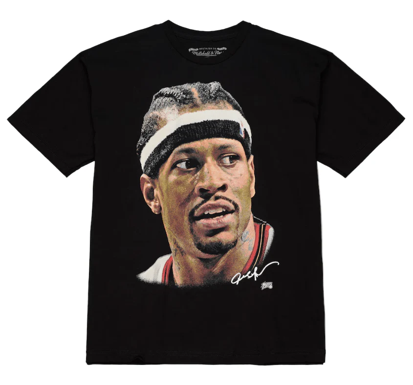 Adult Allen Iverson Philadelphia 76ers Mitchell & Ness Black Real NBA Big Face T-Shirt - Men's