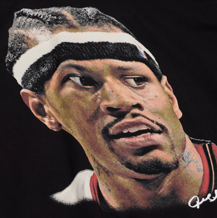 Adult Allen Iverson Philadelphia 76ers Mitchell & Ness Black Real NBA Big Face T-Shirt - Men's - Image 3