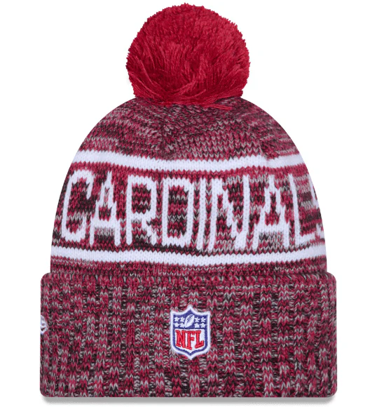 Adult Arizona Cardinals New Era 2025 Red Sideline Cuffed Knit Hat With Pom - Men's - Image 2