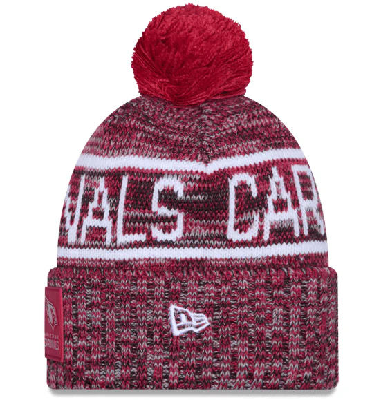 Adult Arizona Cardinals New Era 2025 Red Sideline Cuffed Knit Hat With Pom - Men's - Image 3