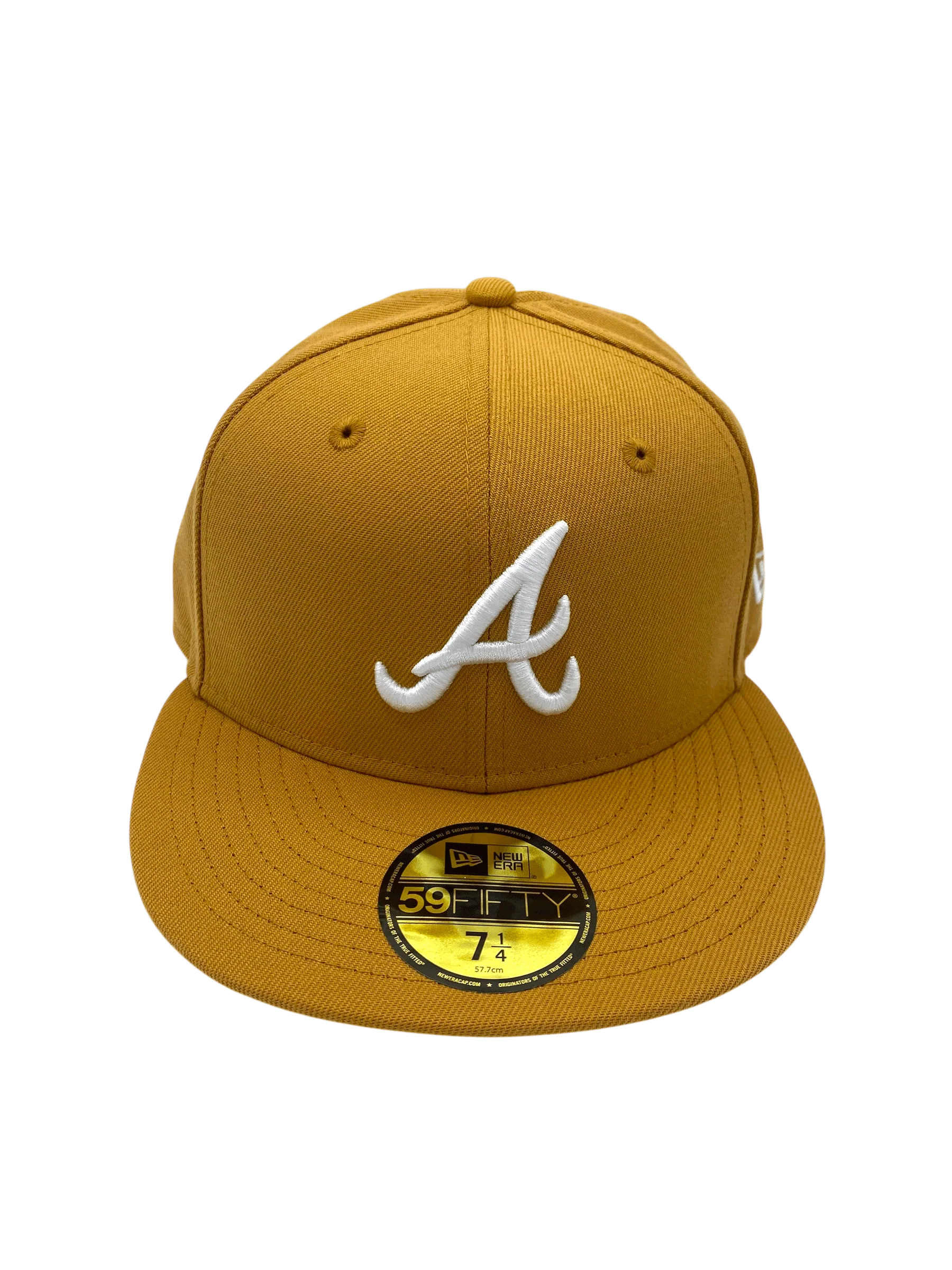 Adult Atlanta Braves New Era Tan/White Basic 59FIFTY Fitted Hat - Men's - Image 3