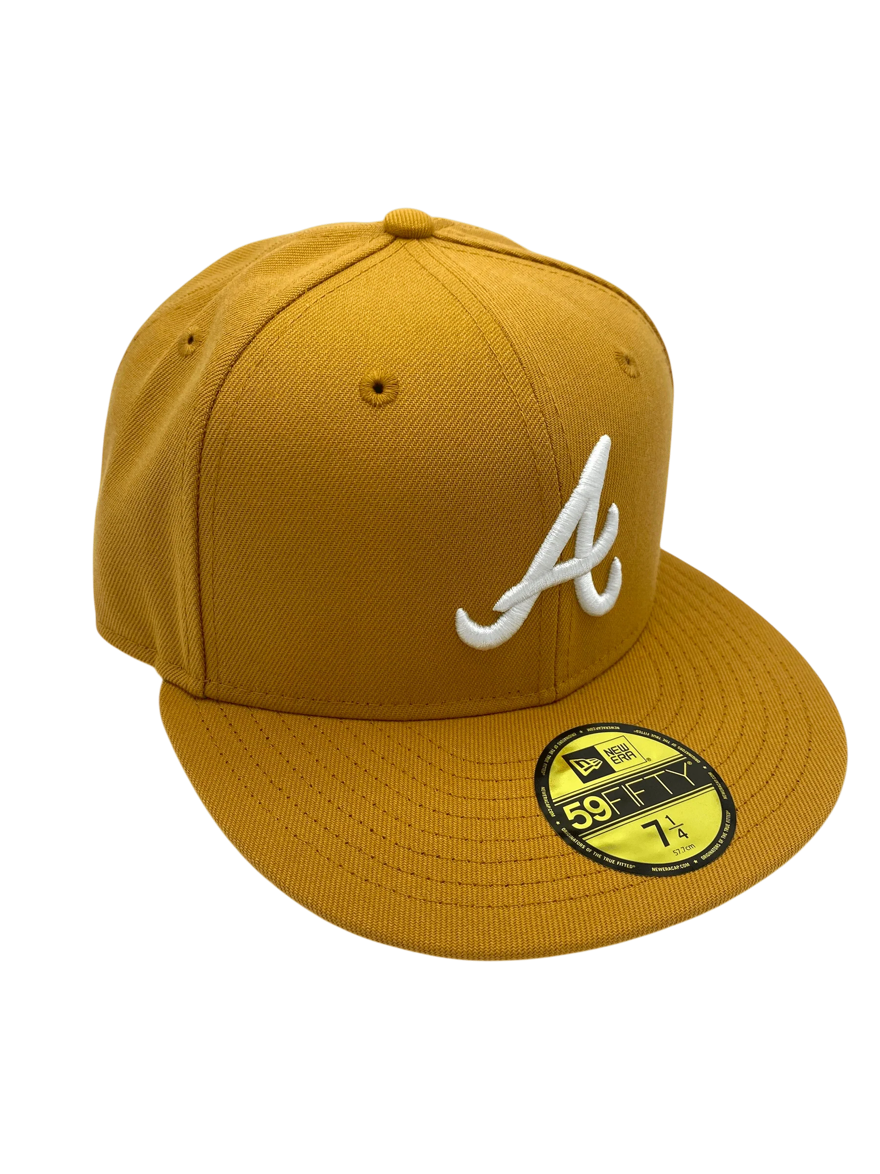 Adult Atlanta Braves New Era Tan/White Basic 59FIFTY Fitted Hat - Men's - Image 4