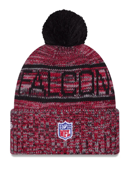 Adult Atlanta Falcons New Era 2025 Red Sideline Cuffed Knit Hat With Pom - Men's - Image 2