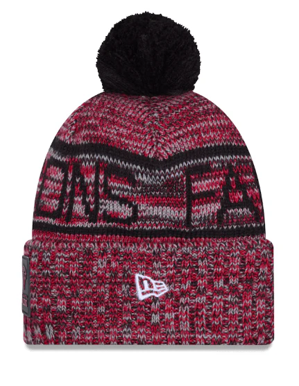 Adult Atlanta Falcons New Era 2025 Red Sideline Cuffed Knit Hat With Pom - Men's - Image 3