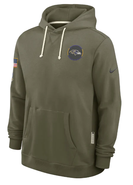Adult Baltimore Ravens Nike Olive 2025 Salute to Service Sideline Hooded Sweatshirt - Men's - Image 2