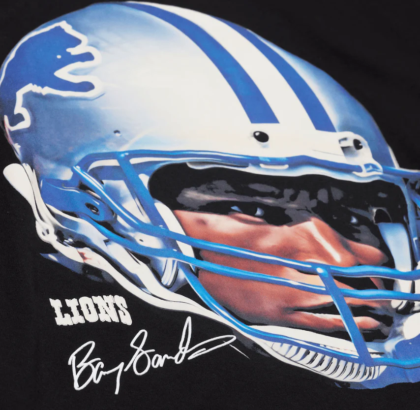 Adult Barry Sanders Detroit Lions Mitchell & Ness Black Real NFL Big Face T-Shirt - Men's - Image 3