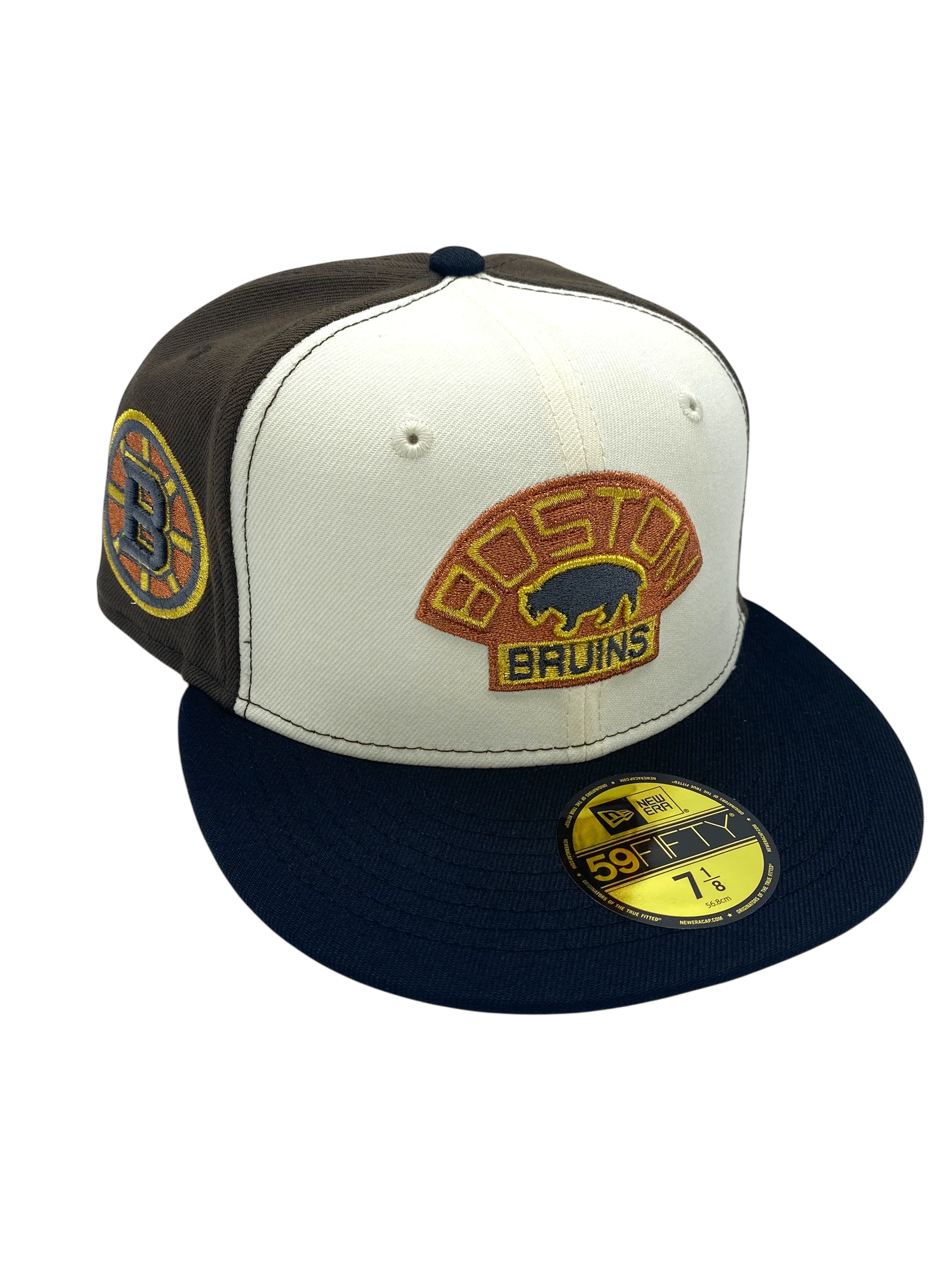 Adult Boston Bruins New Era Chrome/Black 3 Tone Custom Side Patch 59FIFTY Fitted Hat - Men's