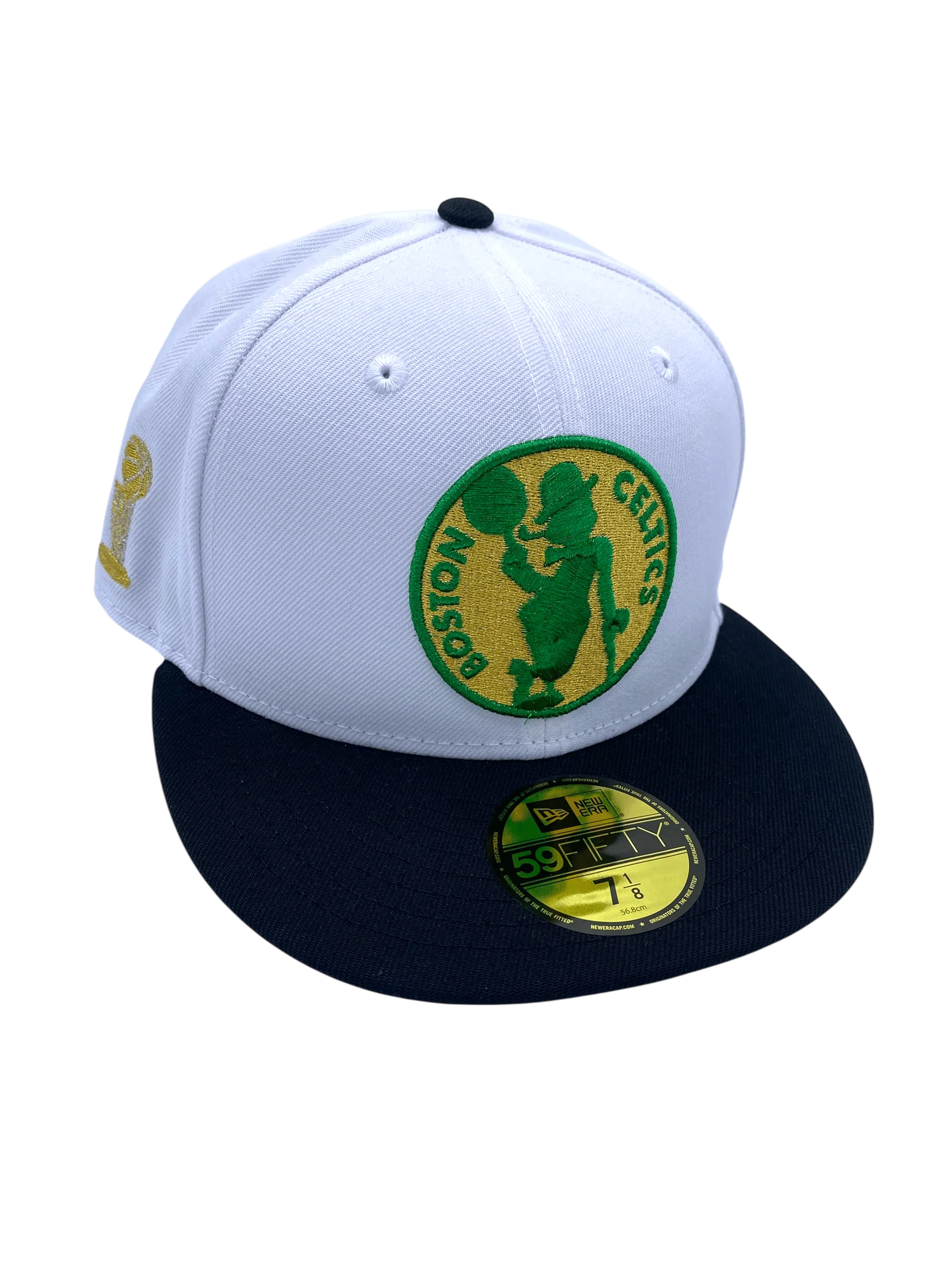 Adult Boston Celtics New Era White The Finals Custom Side Patch 59FIFTY Fitted Hat - Men's