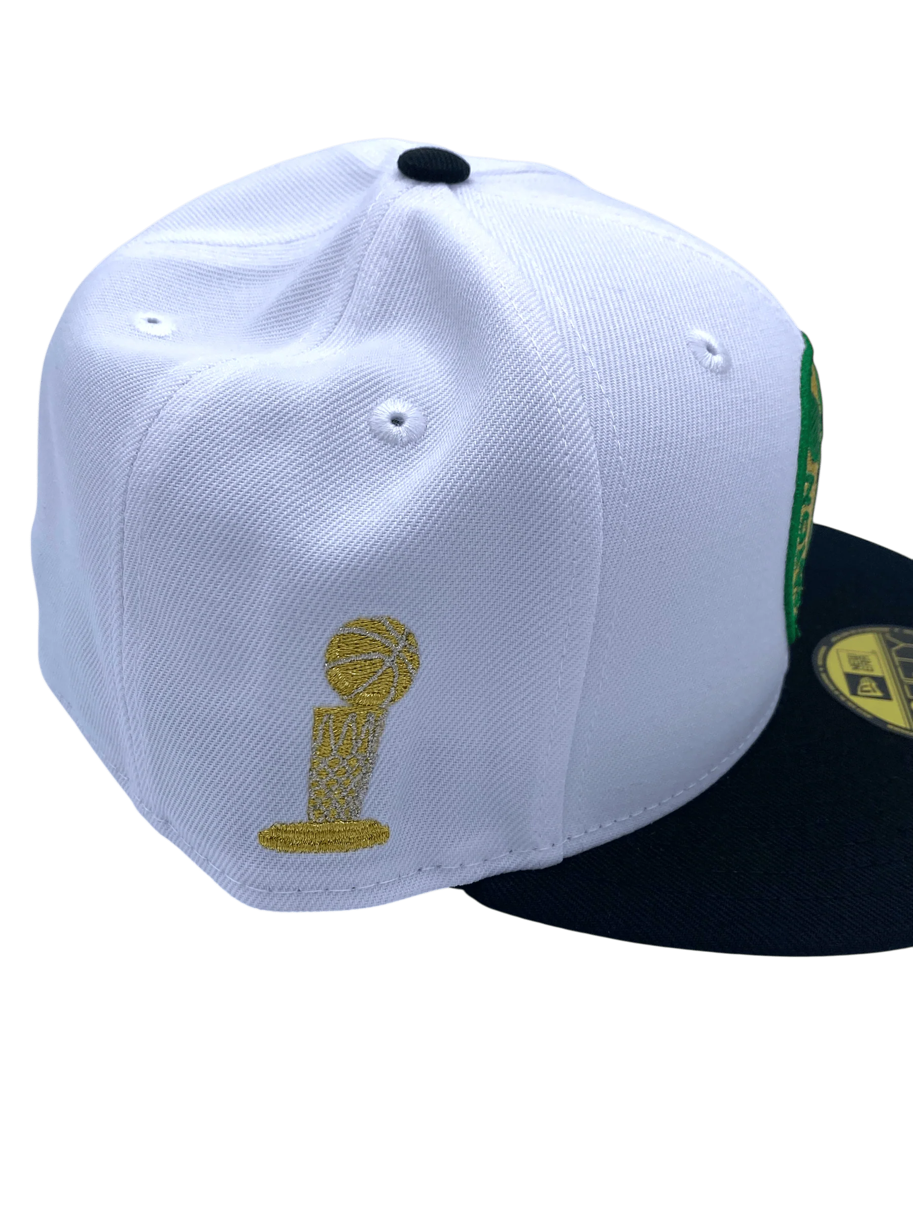 Adult Boston Celtics New Era White The Finals Custom Side Patch 59FIFTY Fitted Hat - Men's - Image 2