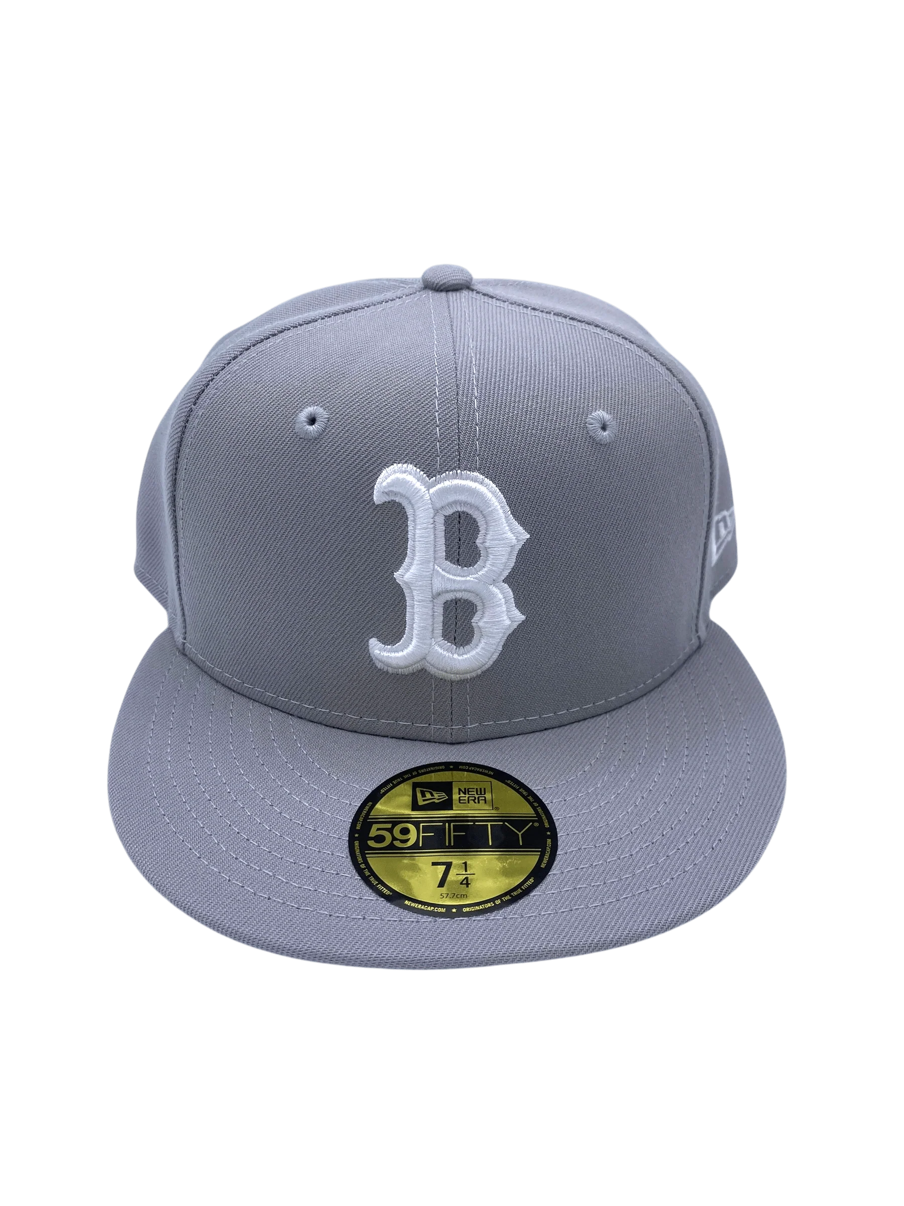 Adult Boston Red Sox New Era Gray/White Basic 59FIFTY Fitted Hat - Men's - Image 3