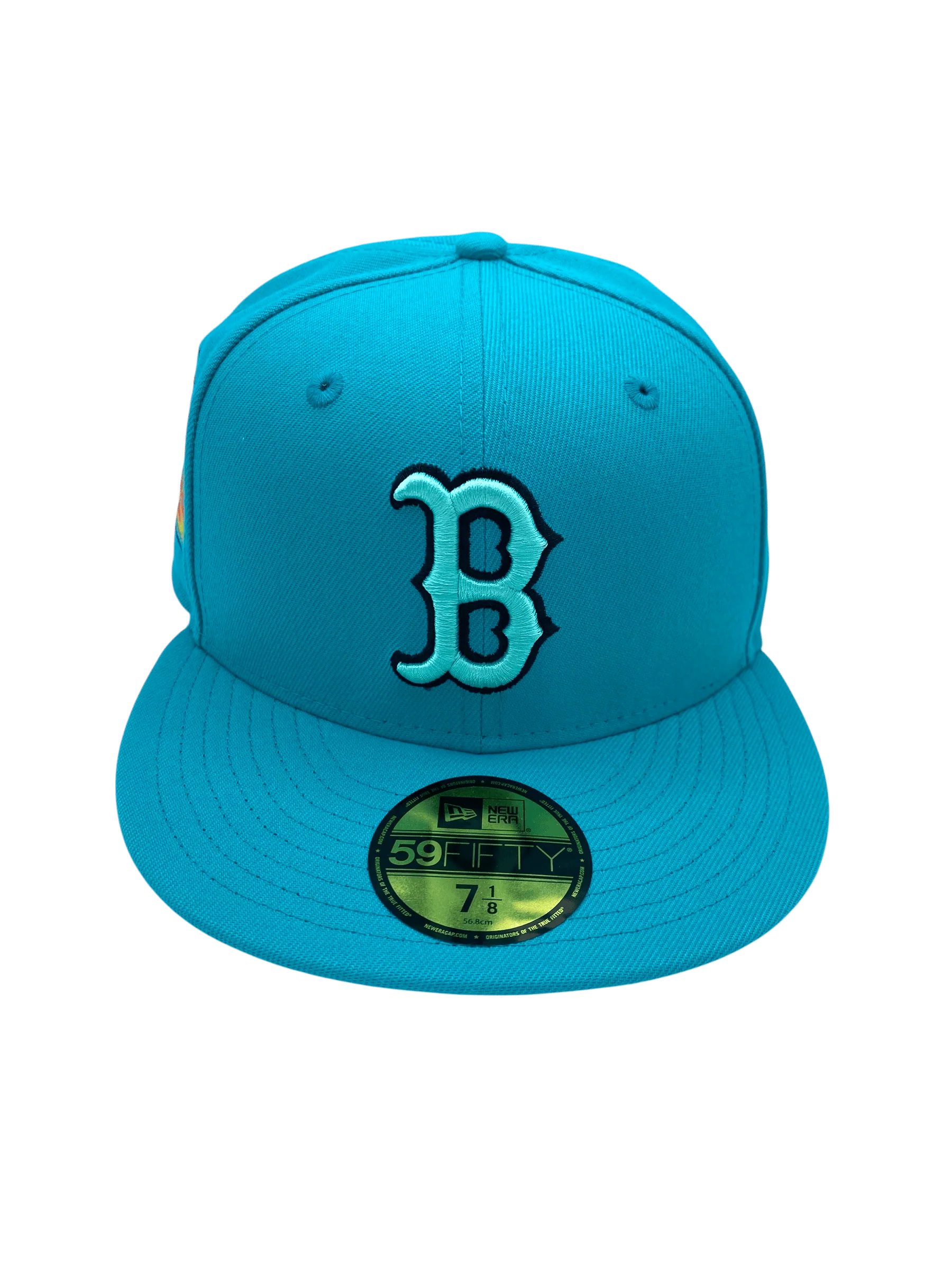 Adult Boston Red Sox New Era Teal BIMO Custom Side Patch 59FIFTY Fitted Hat - Men's - Image 5