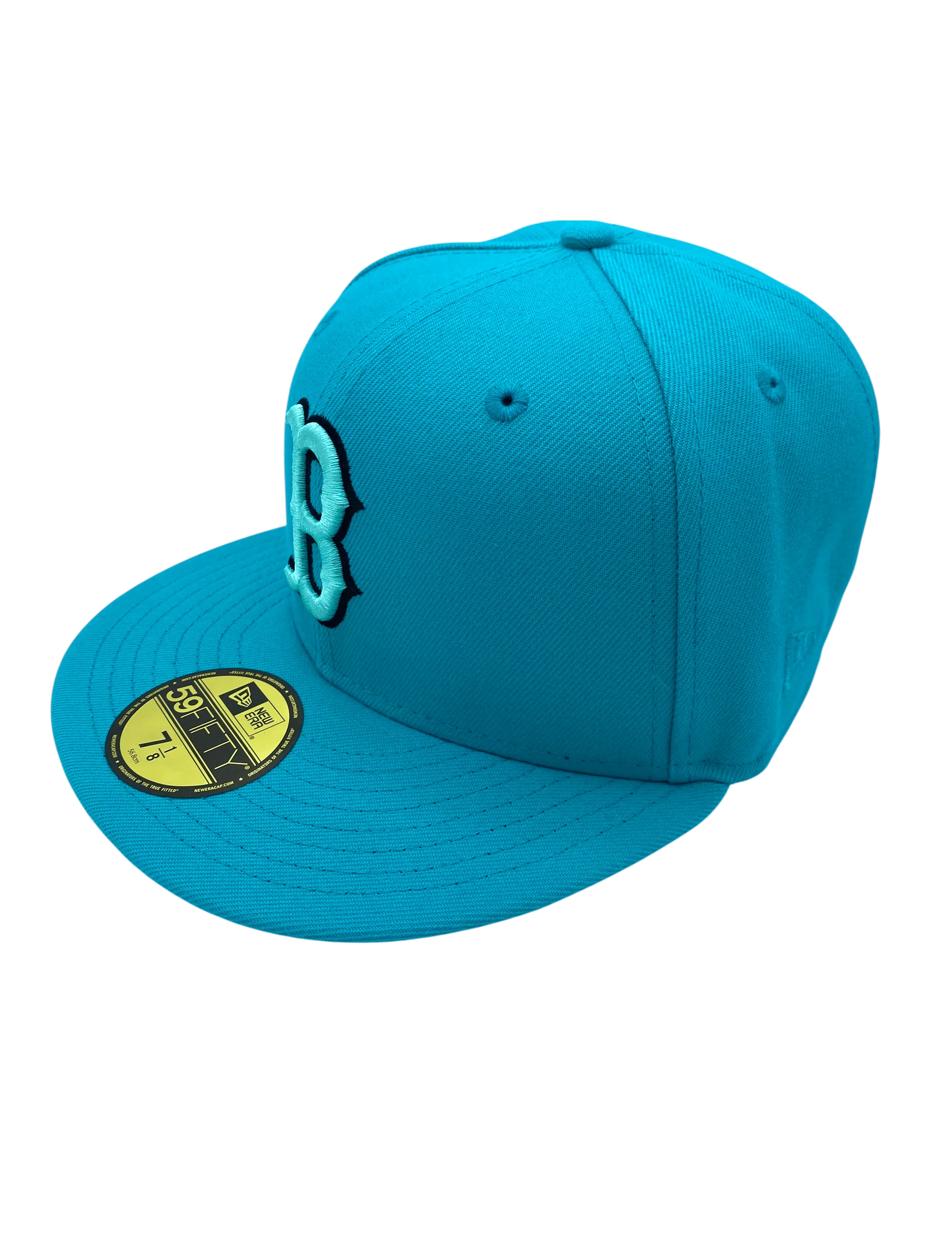 Adult Boston Red Sox New Era Teal BIMO Custom Side Patch 59FIFTY Fitted Hat - Men's - Image 6