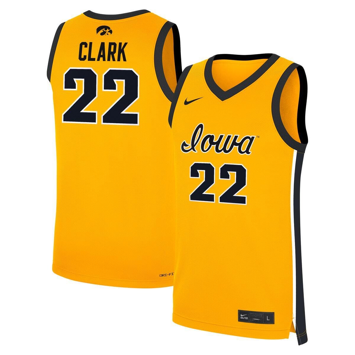 Adult Caitlin Clark Iowa Hawkeyes Nike Gold Alternate Replica Jersey - Unisex