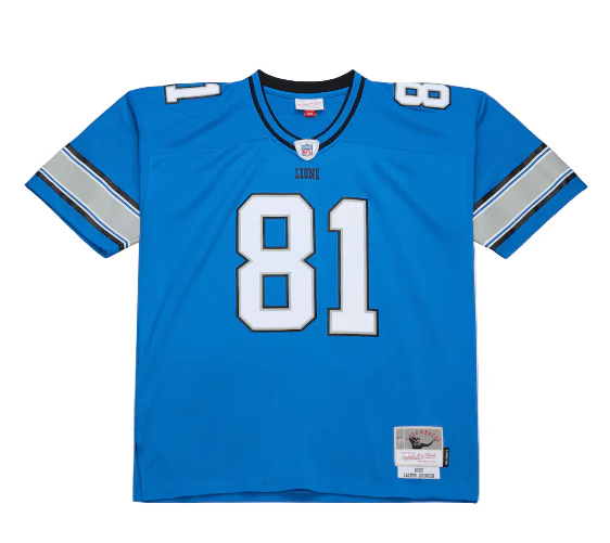 Adult Calvin Johnson Detroit Lions Blue 2007 Mitchell & Ness Throwback Jersey - Men's - Image 2