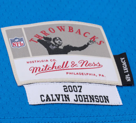 Adult Calvin Johnson Detroit Lions Blue 2007 Mitchell & Ness Throwback Jersey - Men's - Image 7