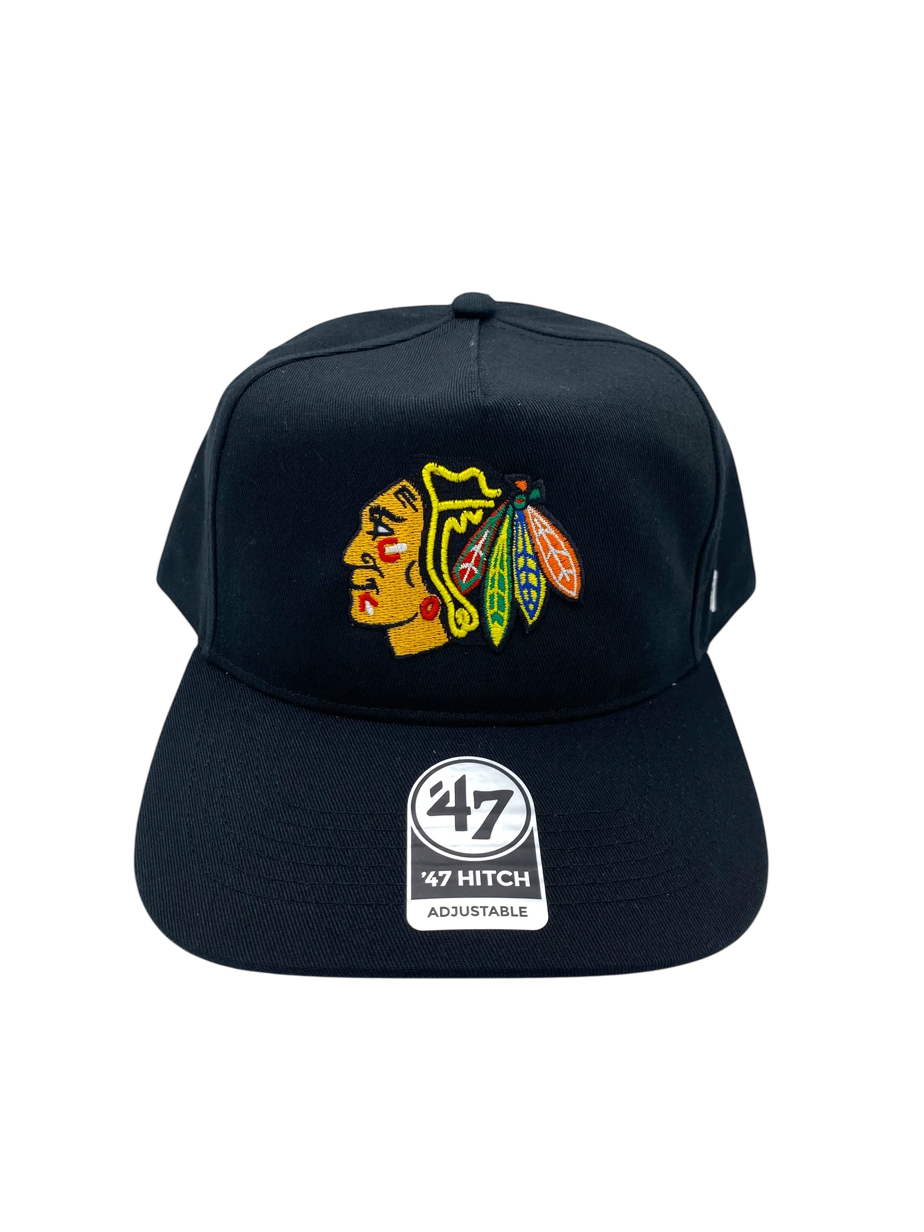 Adult Chicago Blackhawks '47 Black Team Logo Hitch Adjustable Snapback Hat - Men's - Image 3