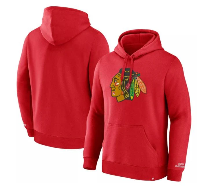 Adult Chicago Blackhawks Fanatics Red Elevated Pullover Hooded Sweatshirt - Men's