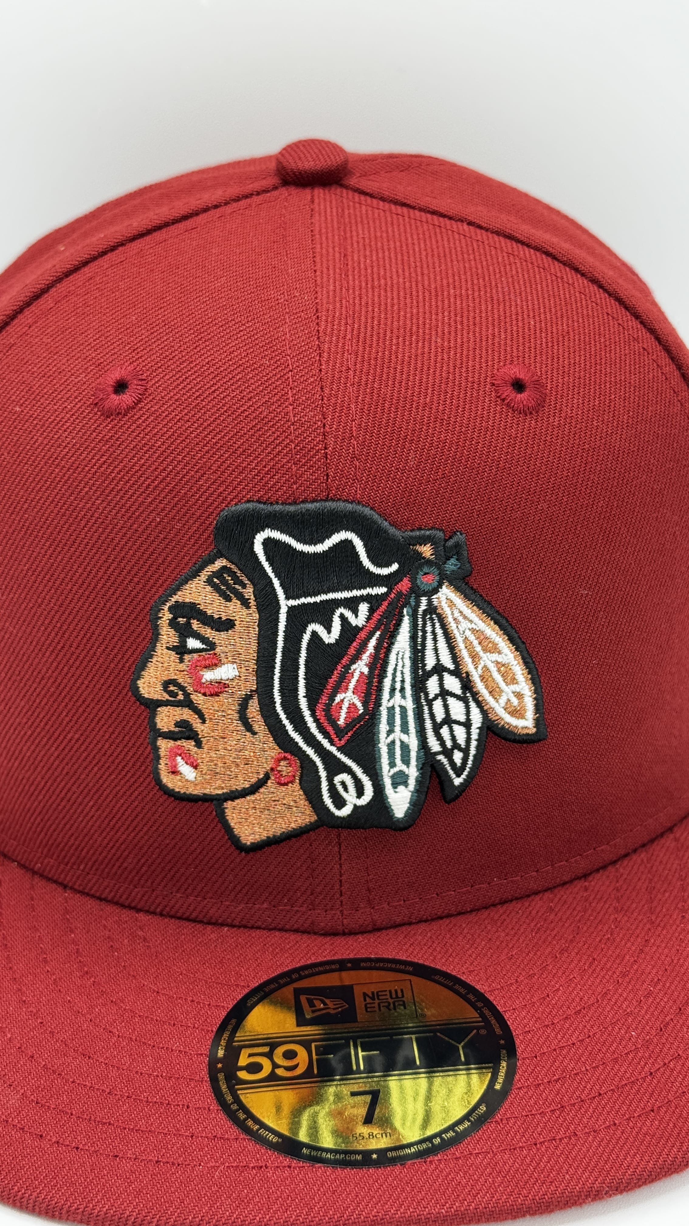 Adult Chicago Blackhawks New Era Burgundy Red Team Pinky Custom 59FIFTY Fitted Hat - Men's - Image 2