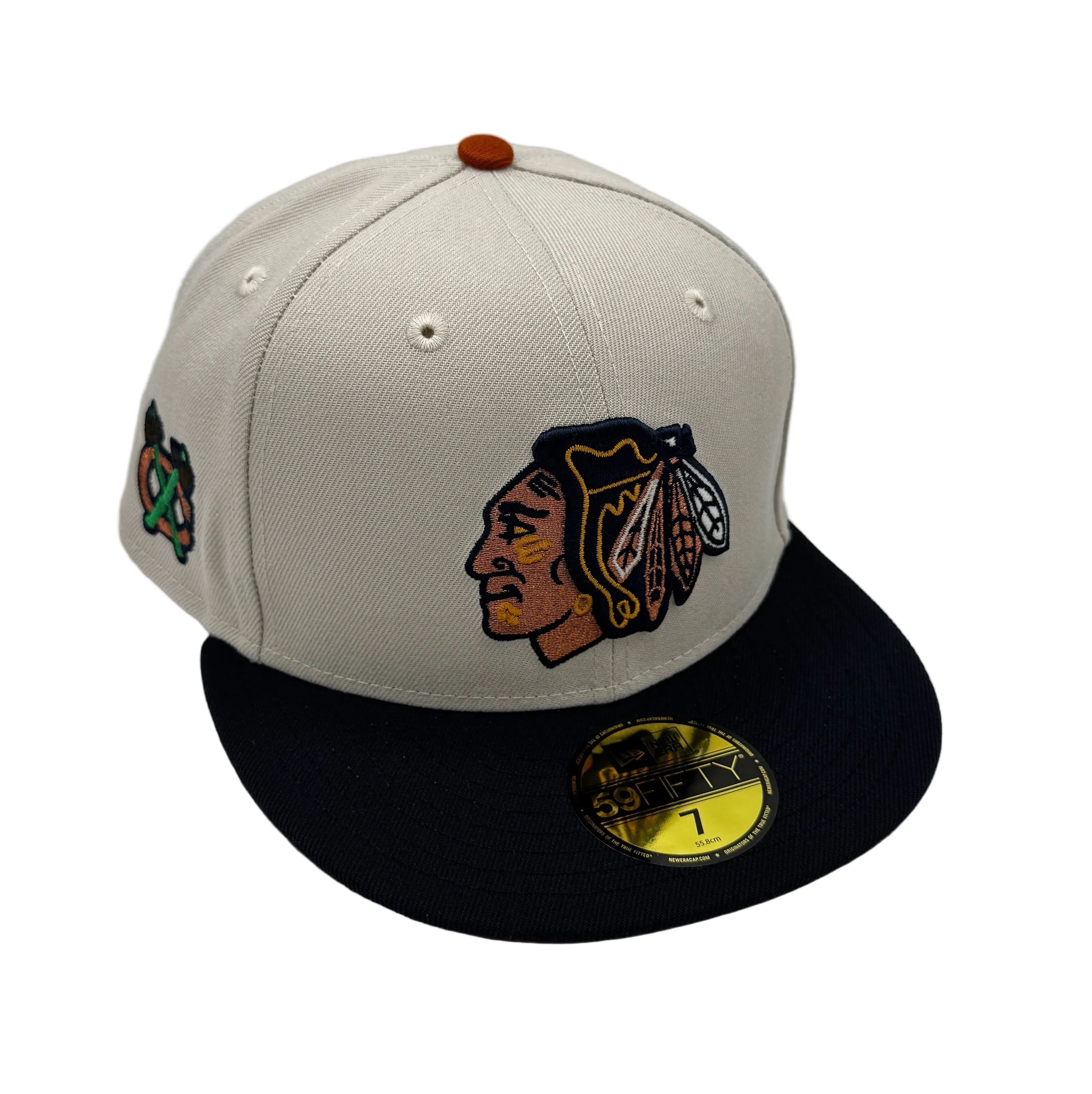 Adult Chicago Blackhawks New Era Gray/ Navy City Crossover Custom 59FIFTY Fitted Hat - Men's