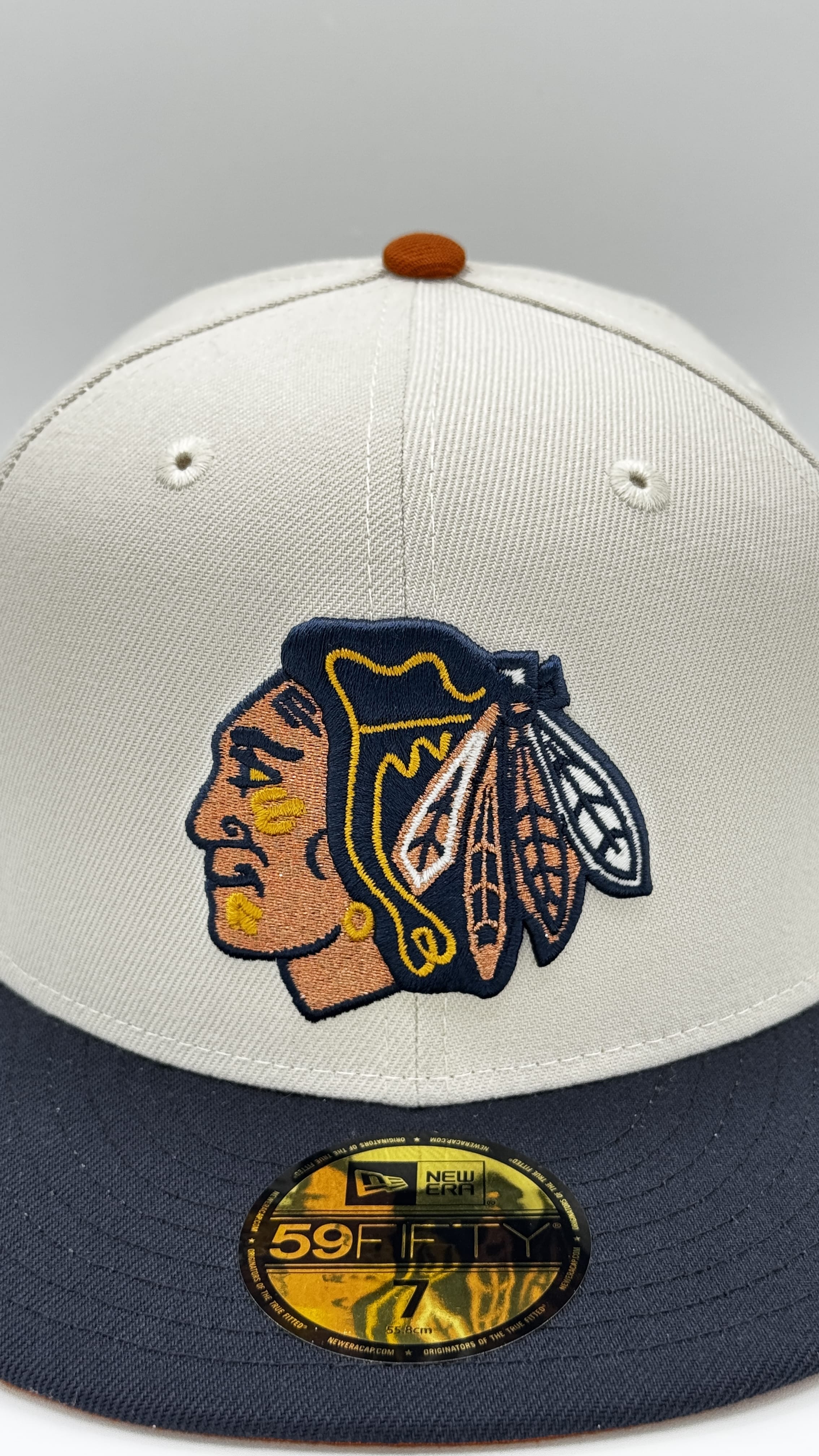 Adult Chicago Blackhawks New Era Gray/ Navy City Crossover Custom 59FIFTY Fitted Hat - Men's - Image 2