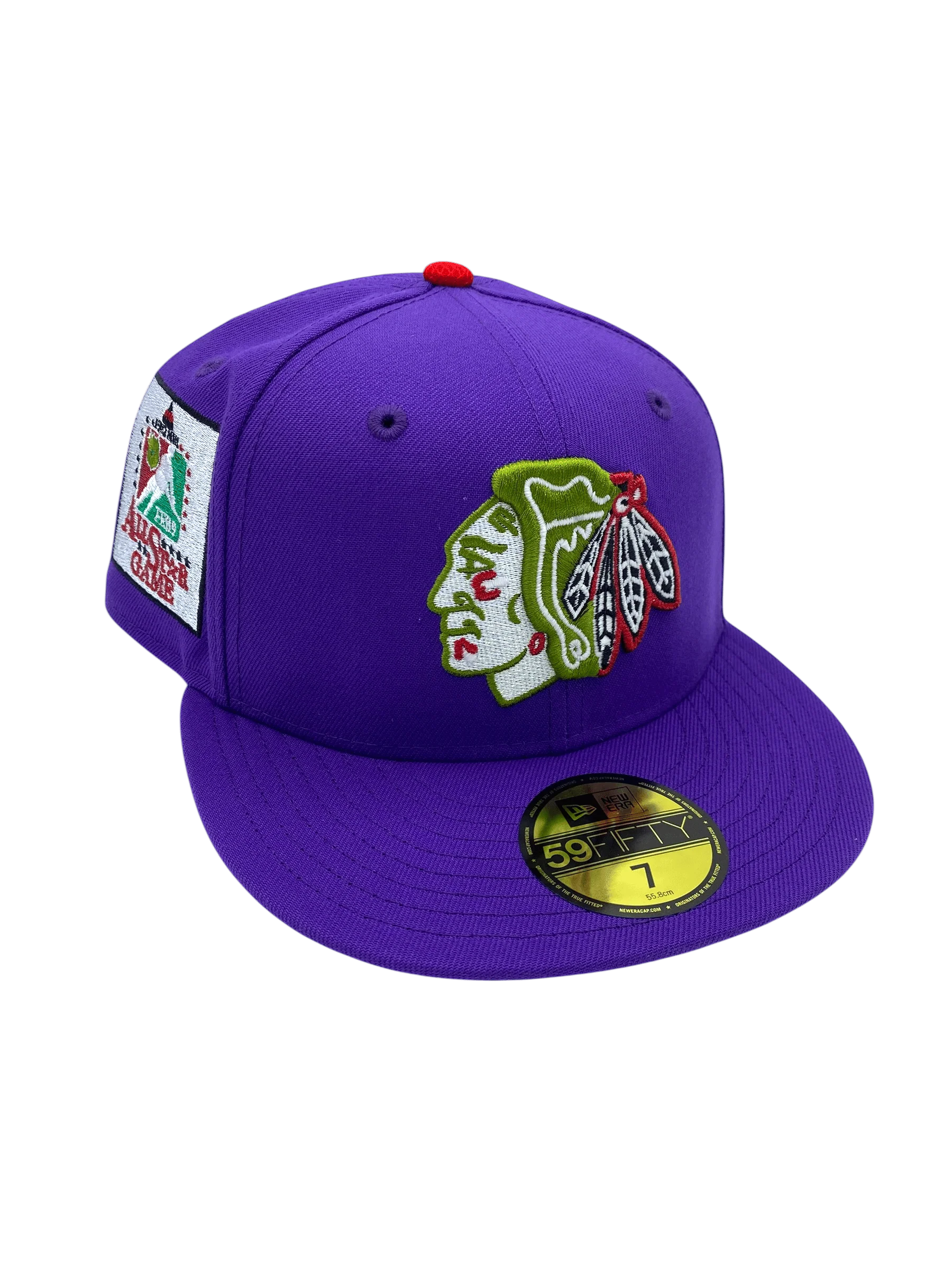 Adult Chicago Blackhawks New Era Purple J Custom 59FIFTY Fitted Hat - Men's