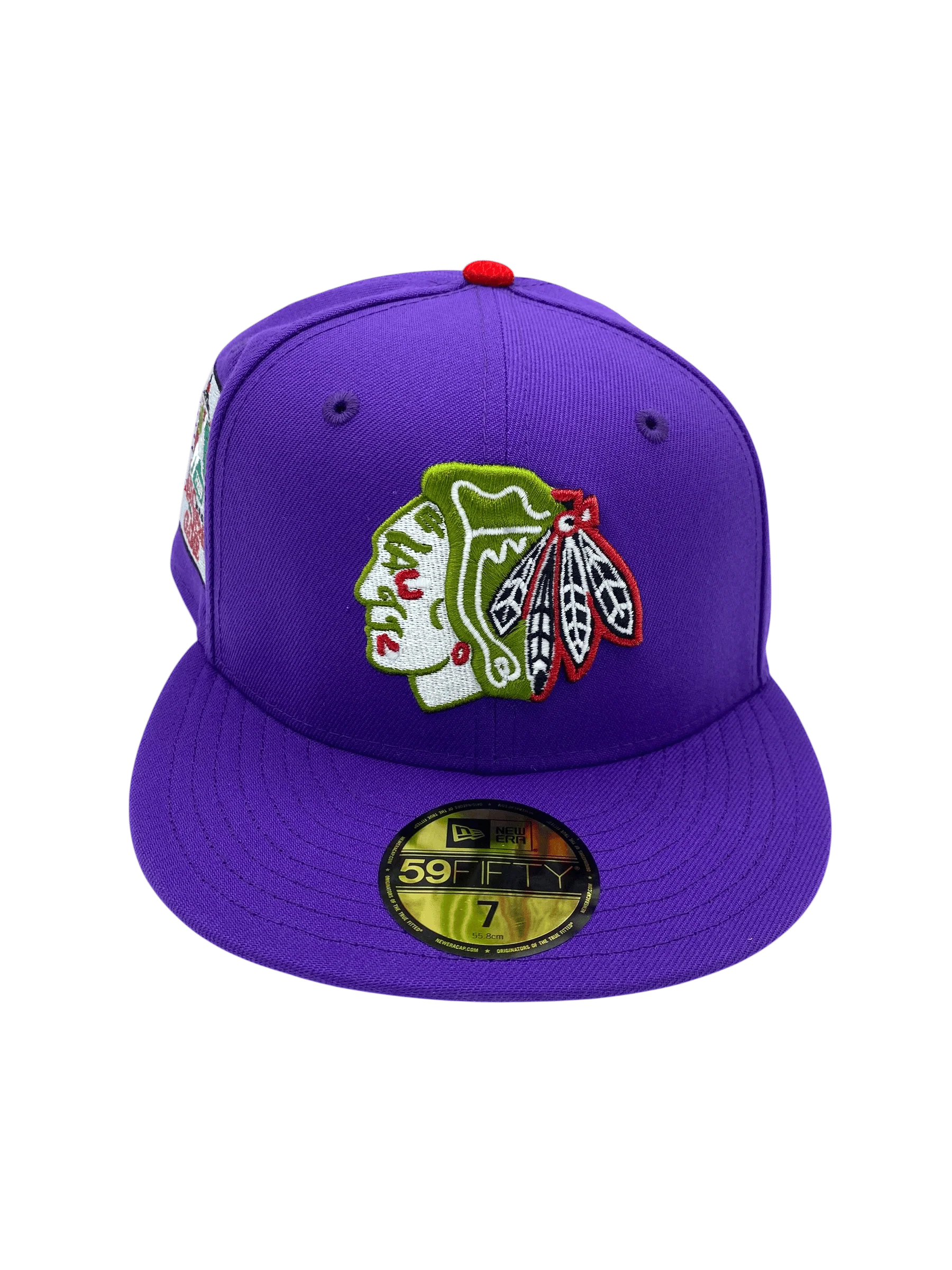 Adult Chicago Blackhawks New Era Purple J Custom 59FIFTY Fitted Hat - Men's - Image 5