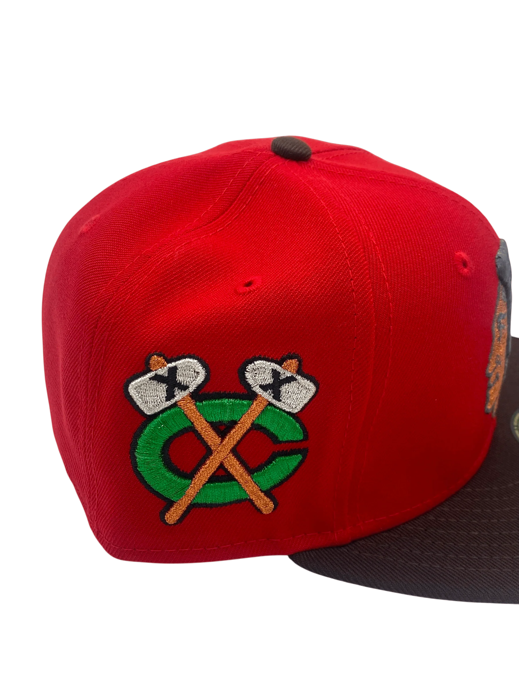 Adult Chicago Blackhawks New Era Red/Brown Classic Custom Side Patch 59FIFTY Fitted Hat - Men's - Image 2