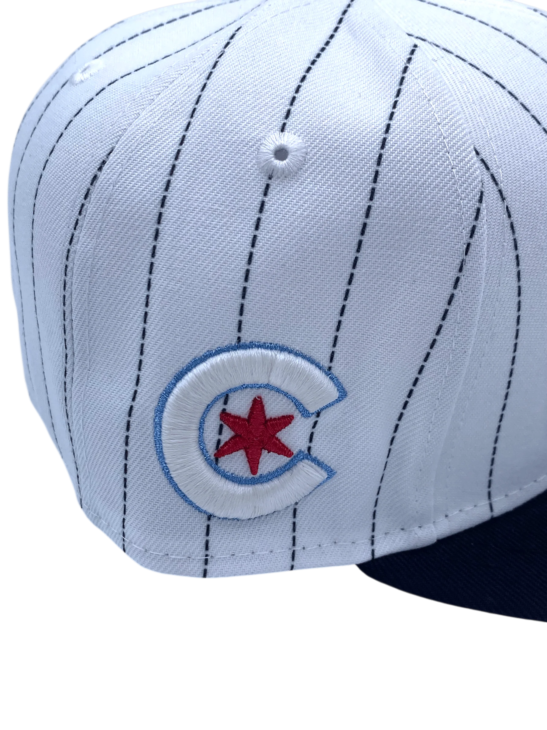 Adult Chicago Cubs New Era White Pinstripe Wrigleyville Custom Side Patch 59FIFTY Fitted Hat - Men's - Image 3
