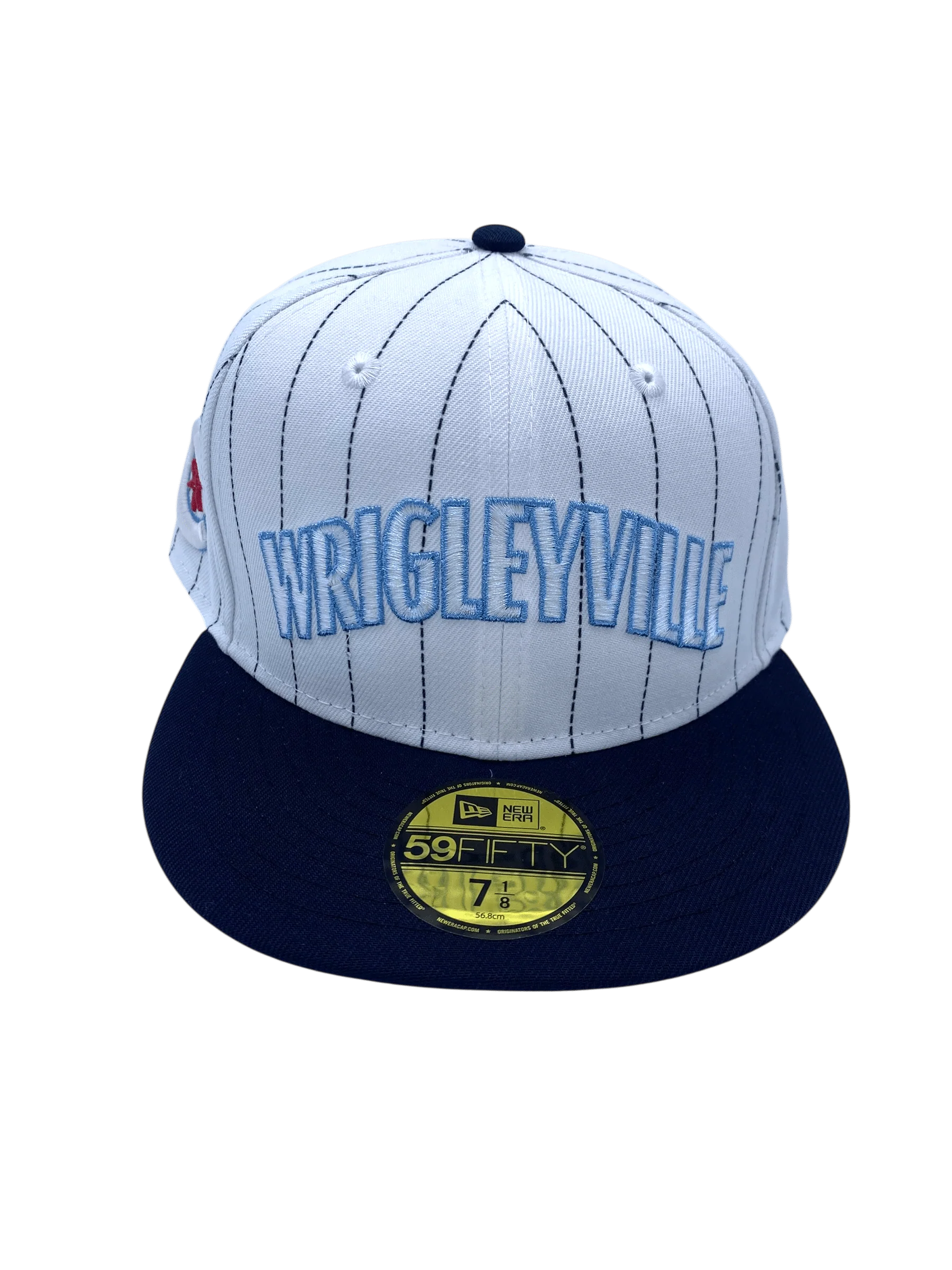 Adult Chicago Cubs New Era White Pinstripe Wrigleyville Custom Side Patch 59FIFTY Fitted Hat - Men's - Image 4