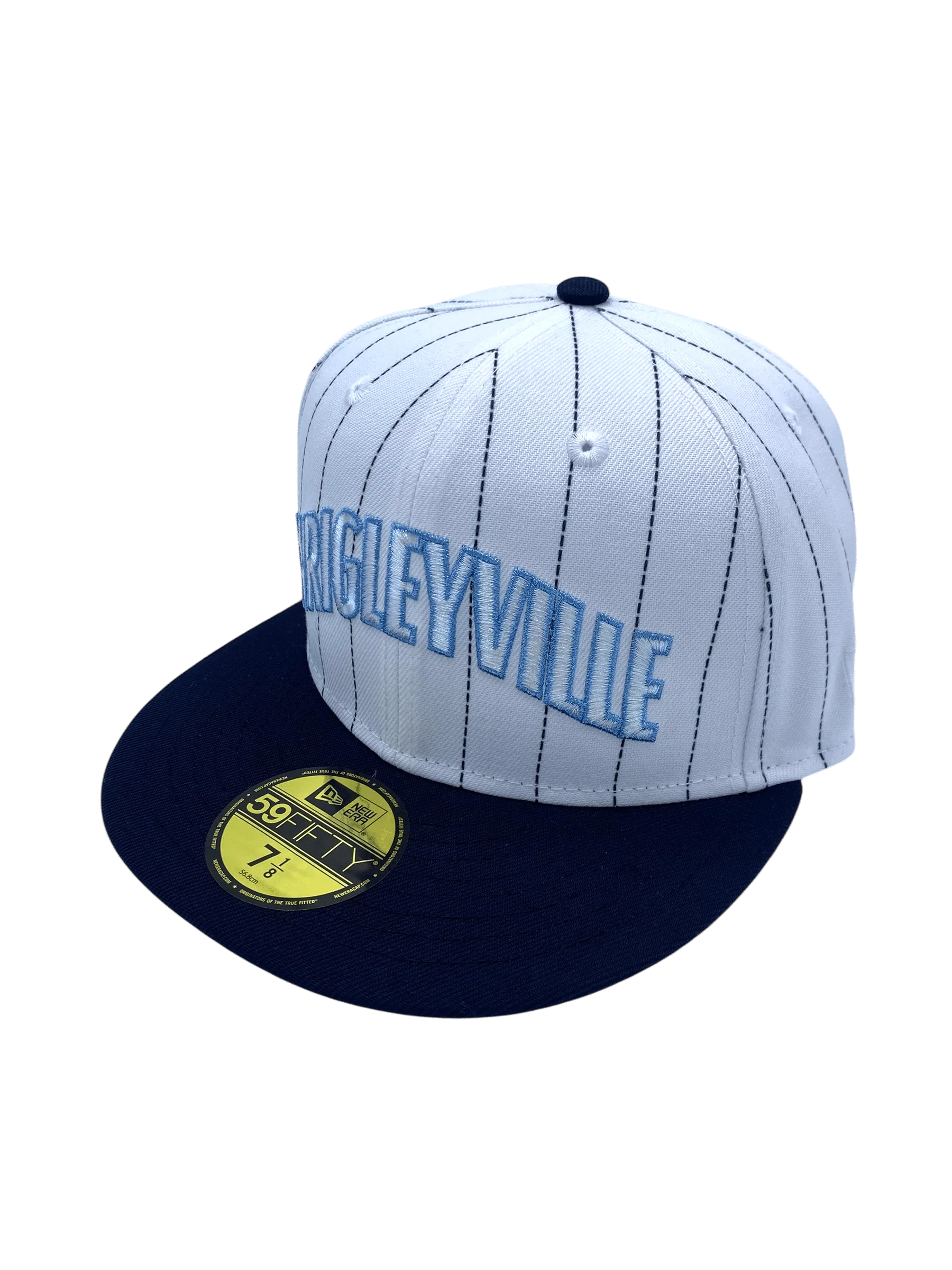 Adult Chicago Cubs New Era White Pinstripe Wrigleyville Custom Side Patch 59FIFTY Fitted Hat - Men's - Image 5