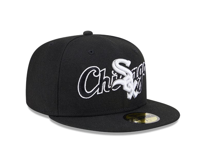 Adult Chicago White Sox New Era Black Overlap 59FIFTY Fitted Hat - Men's - Image 4