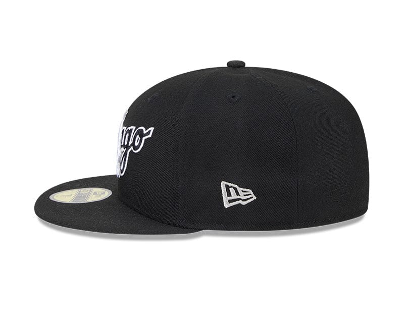 Adult Chicago White Sox New Era Black Overlap 59FIFTY Fitted Hat - Men's - Image 6