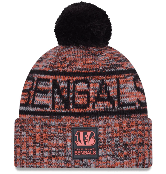 Adult Cincinnati Bengals New Era 2025 Orange Sideline Cuffed Knit Hat With Pom - Men's