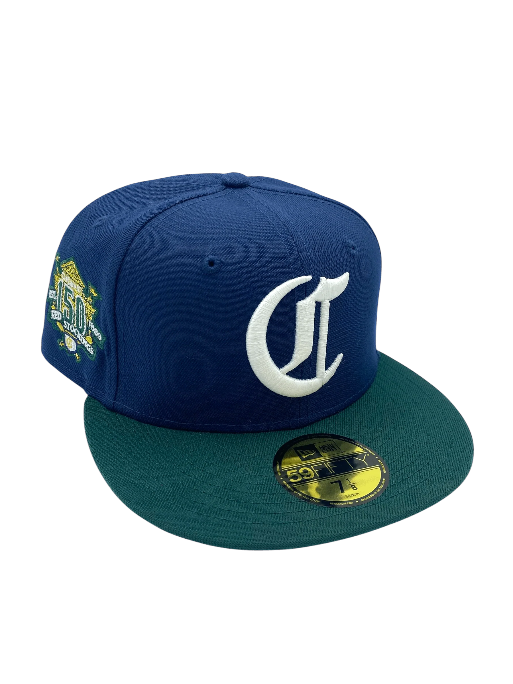 Adult Cincinnati Reds New Era Navy/Green Red Stock Side Patch 59FIFTY Fitted Hat - Men's