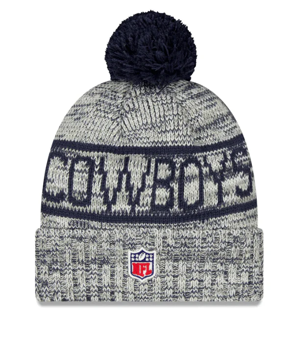 Adult Dallas Cowboys New Era 2025 Gray Sideline Cuffed Knit Hat With Pom - Men's - Image 2