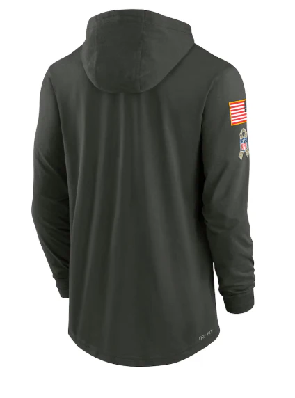 Adult Dallas Cowboys Nike Olive 2025 Salute to Service Sideline Lightweight Hooded Pullover - Men's - Image 3