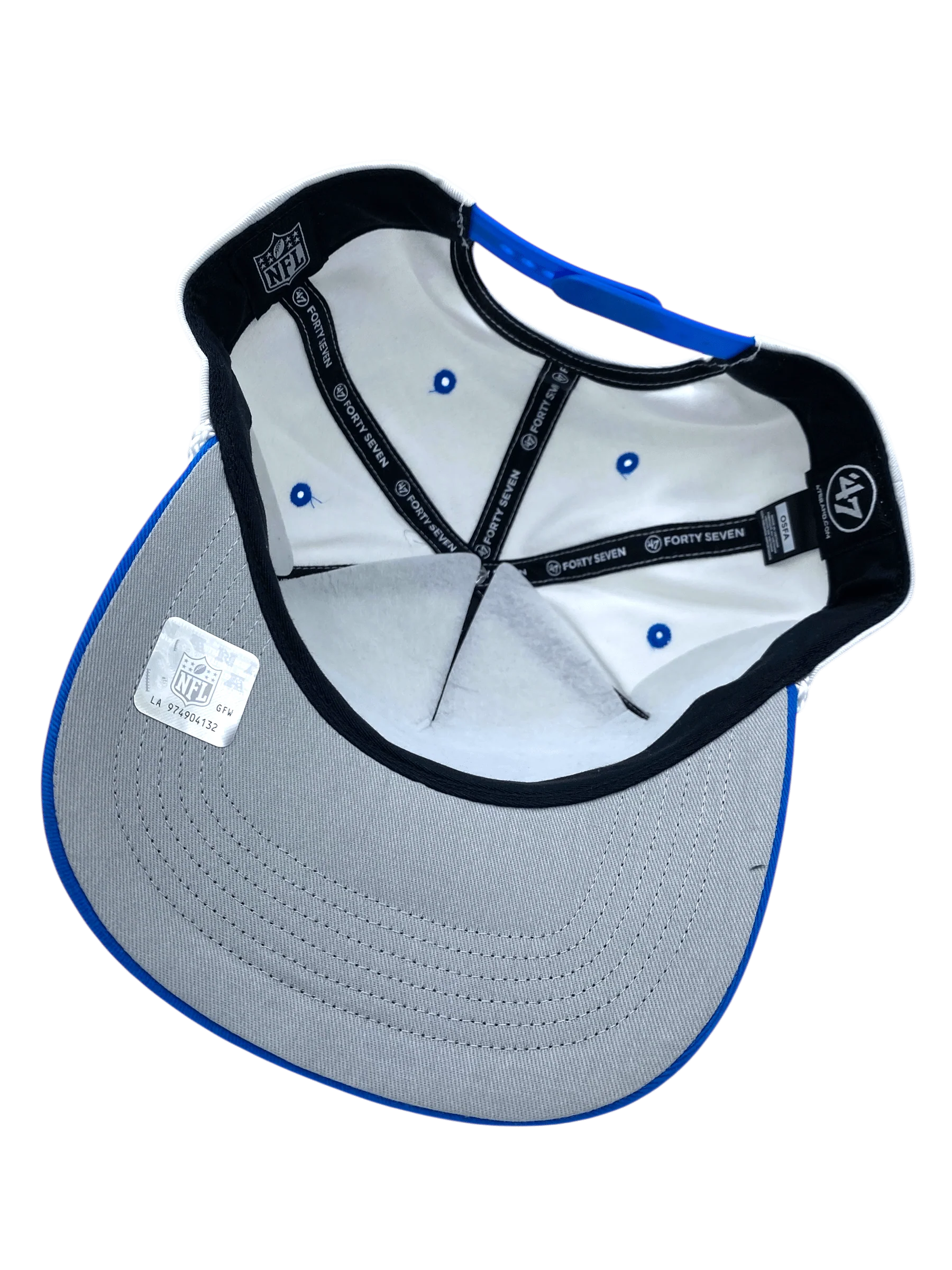 Adult Detroit Lions '47 White/Blue Roscoe 2 Tone Hitch Adjustable Snapback Hat - Men's - Image 2