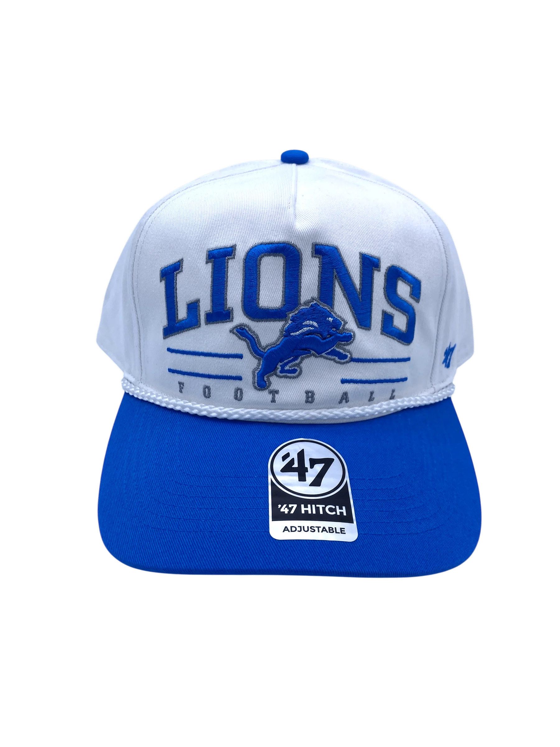 Adult Detroit Lions '47 White/Blue Roscoe 2 Tone Hitch Adjustable Snapback Hat - Men's - Image 3