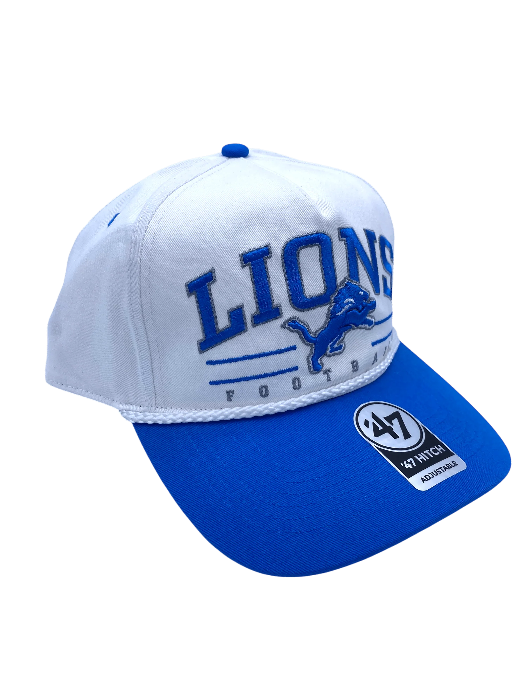Adult Detroit Lions '47 White/Blue Roscoe 2 Tone Hitch Adjustable Snapback Hat - Men's - Image 4