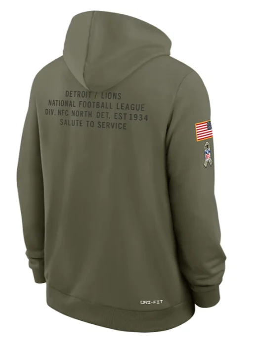 Adult Detroit Lions Nike Olive 2025 Salute to Service Sideline Hooded Sweatshirt - Men's - Image 2