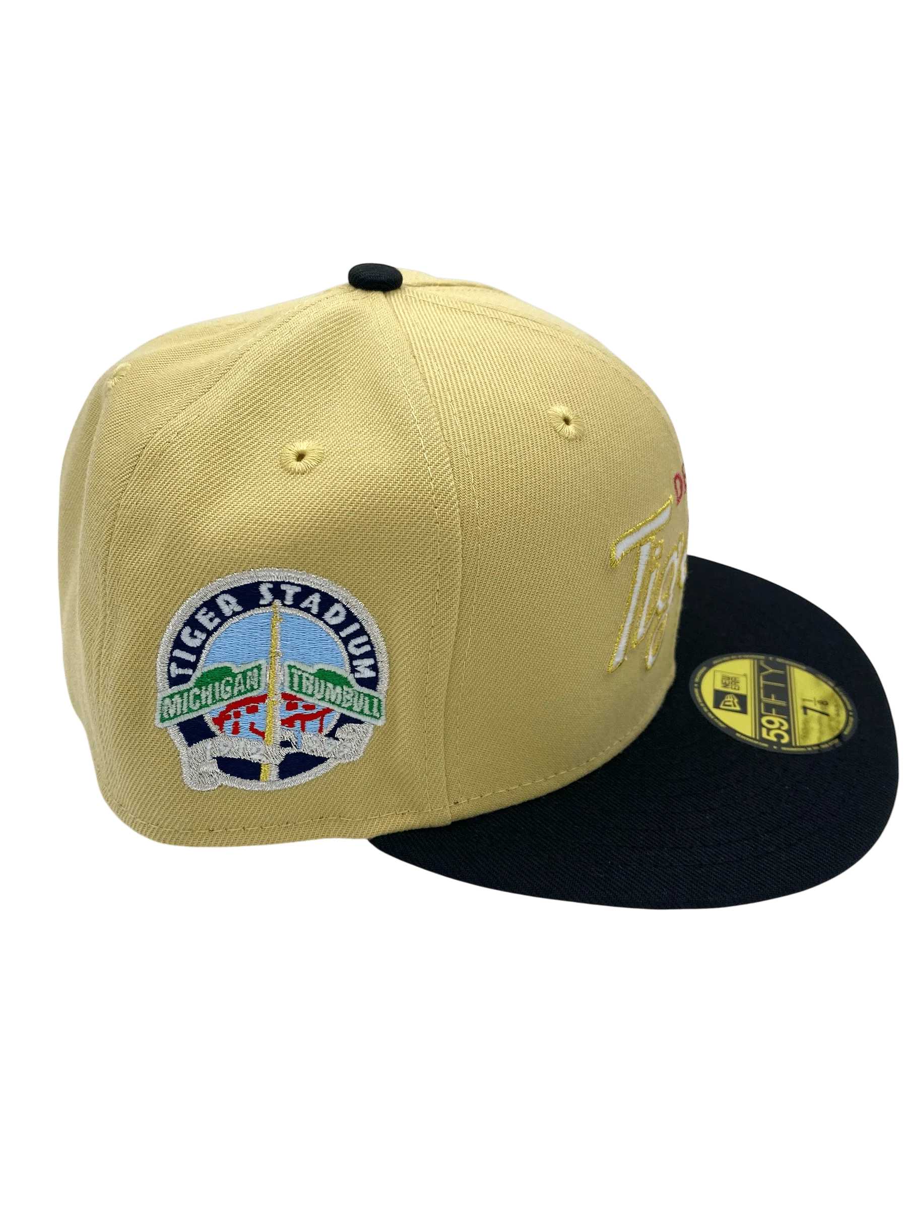 Adult Detroit Tigers New Era Tan Vintage Script Side Patch 59FIFTY Fitted Hat - Men's - Image 3