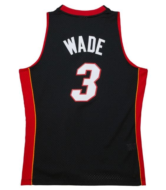 Adult Dwayne Wade Miami Heat Mitchell & Ness El Heat 2008-09 Black Throwback Swingman Jersey - Men's - Image 4