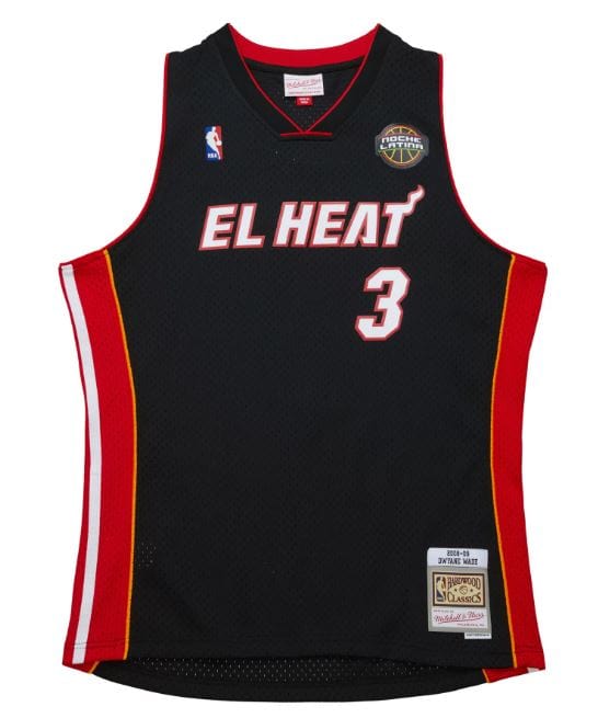 Adult Dwayne Wade Miami Heat Mitchell & Ness El Heat 2008-09 Black Throwback Swingman Jersey - Men's - Image 5