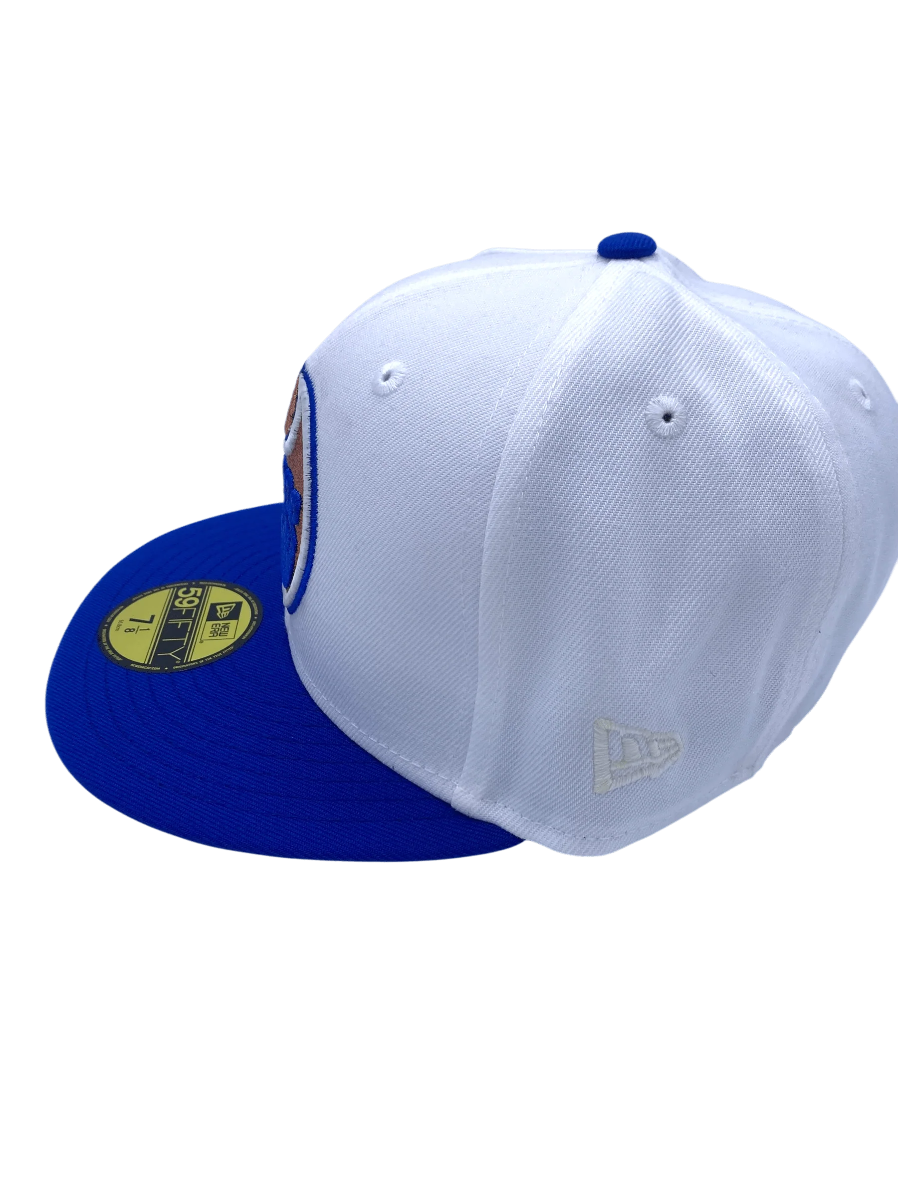 Adult Edmonton Oilers New Era White/Blue Custom Side Patch 59FIFTY Fitted Hat - Men's - Image 6