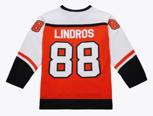 Adult Eric Lindros Philadelphia Flyers Mitchell & Ness 1996 Orange Jersey - Men's - Image 2