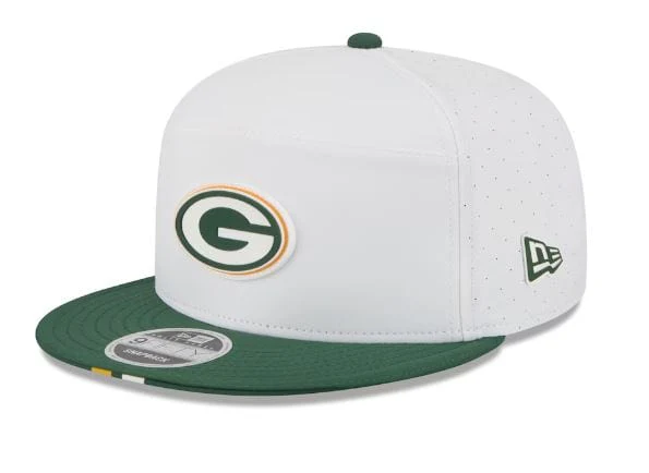 Adult Green Bay Packers New Era 2025 White NFL Training Camp Split Panel 9FIFTY Snapback Hat - Men's
