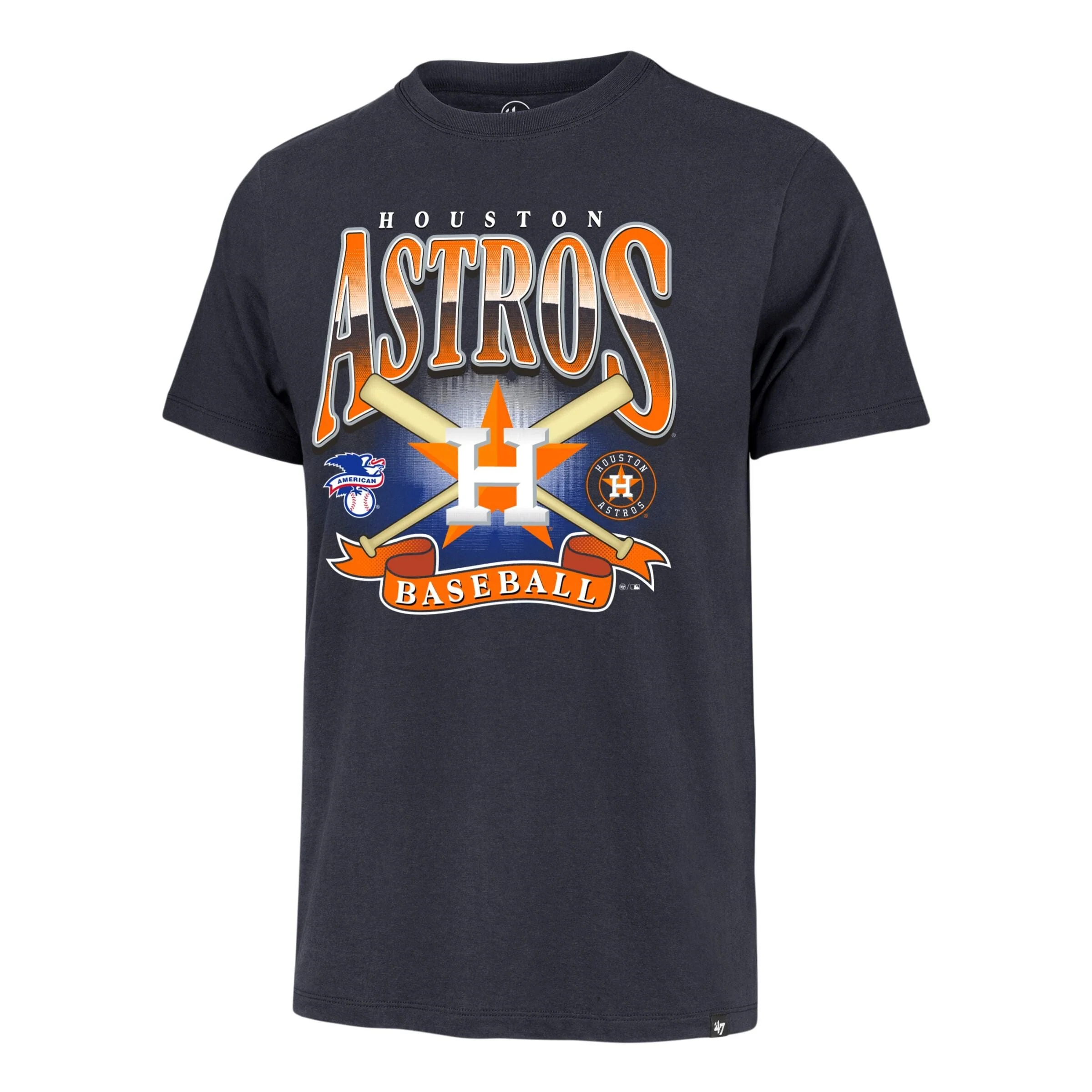 Adult Houston Astros '47 Navy Chrometown Cross Bats Franklin T-Shirt - Men's