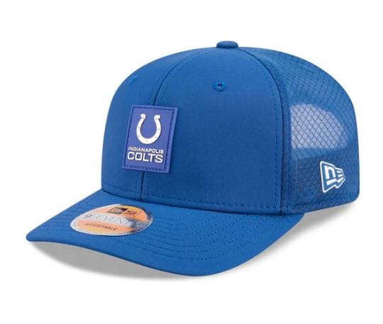 Adult Indianapolis Colts New Era Blue 2025 NFL Sideline 9SEVENTY Adjustable Trucker Hat - Men's