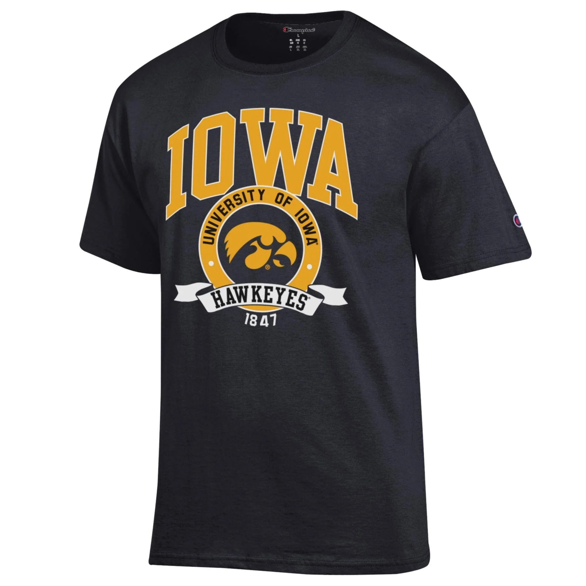 Adult Iowa Hawkeyes Champion Black Power Blend T-Shirt - Men's